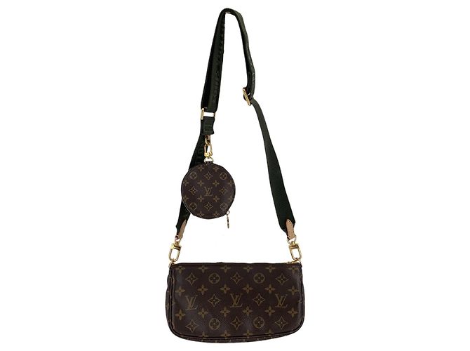 Louis Vuitton Monogram Canvas Multi Pochette Accessoire Green Crossbody Bag Brown - view 3