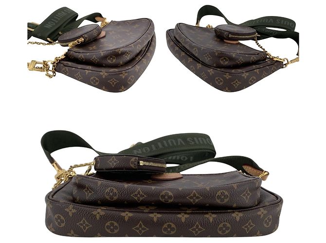 Louis Vuitton Monogram Canvas Multi Pochette Accessoire Green Crossbody Bag Brown - view 4