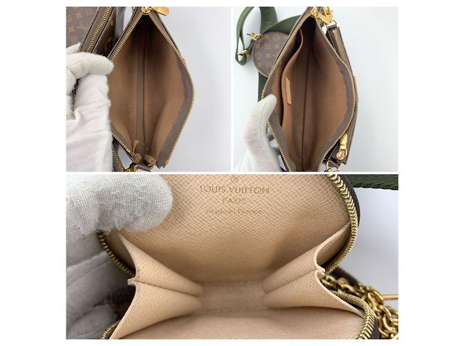 Louis Vuitton Monogram Canvas Multi Pochette Accessoire Green Crossbody Bag Brown - view 5