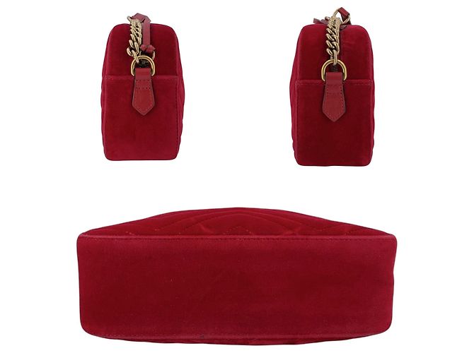 Gucci Bolso de hombro GG Marmont Small Matelassé en terciopelo rojo Roja - vista 4