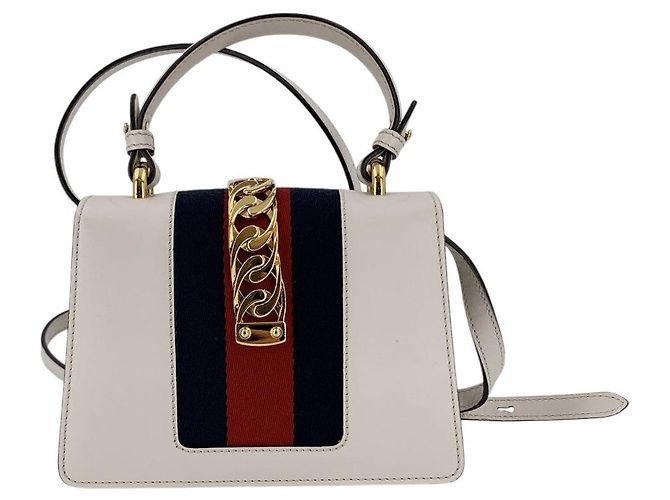Gucci Mini borsa Sylvie Web in pelle bianca con 2 tracolle Bianco - vista 3