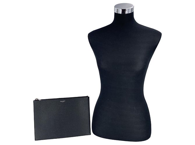 Autre Marque Pouch con zip in pelle Grain de Poudre nera Nero - vista 2