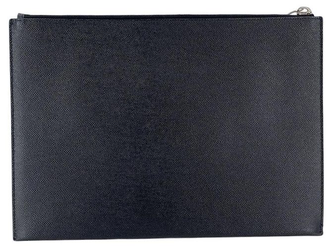 Autre Marque Pouch con zip in pelle Grain de Poudre nera Nero - vista 3