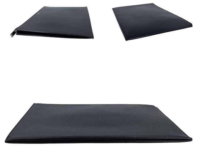 Autre Marque Pouch con zip in pelle Grain de Poudre nera Nero - vista 4