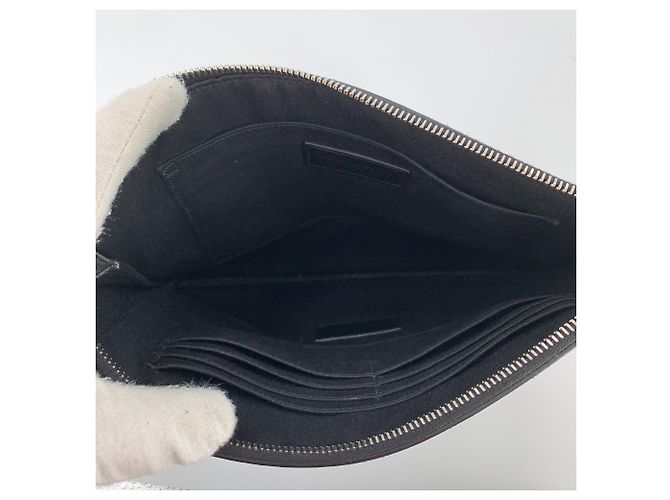 Autre Marque Pouch con zip in pelle Grain de Poudre nera Nero - vista 5