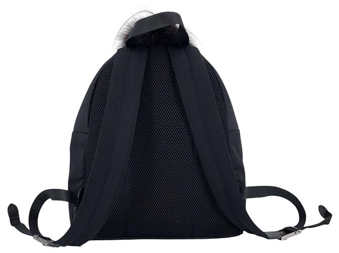Bag Bugs Fendi Zaino e borsa a tracolla Monster Bugs Eyes in nylon nero con rifiniture in pelliccia - vista 3