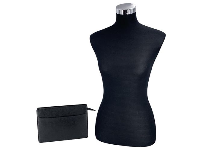 Organizer Louis Vuitton Pochette Homme Vintage in Pelle Epi Borsa a Mano Nera Nero - vista 2