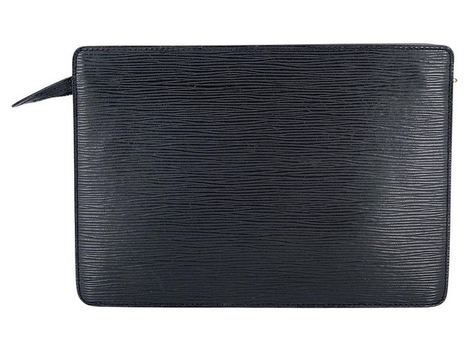 Organizer Louis Vuitton Pochette Homme Vintage in Pelle Epi Borsa a Mano Nera Nero - vista 3