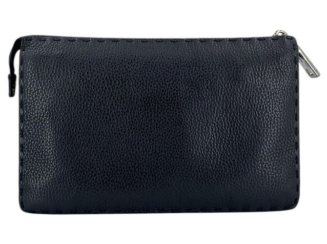 Fendi Clutch Pochette Selleria in pelle nera Monster Bugs Eye Nero - vista 3