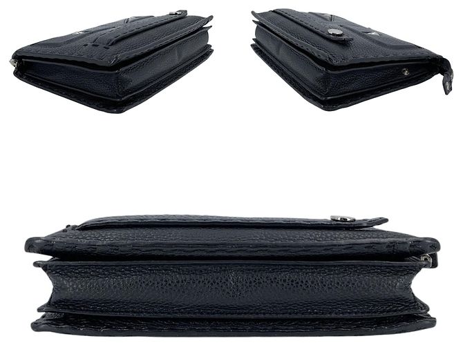Fendi Clutch Pochette Selleria in pelle nera Monster Bugs Eye Nero - vista 4