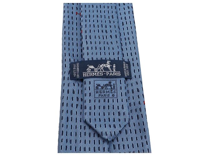 Gravata de seda Hermès 145cm Azul - vista 4