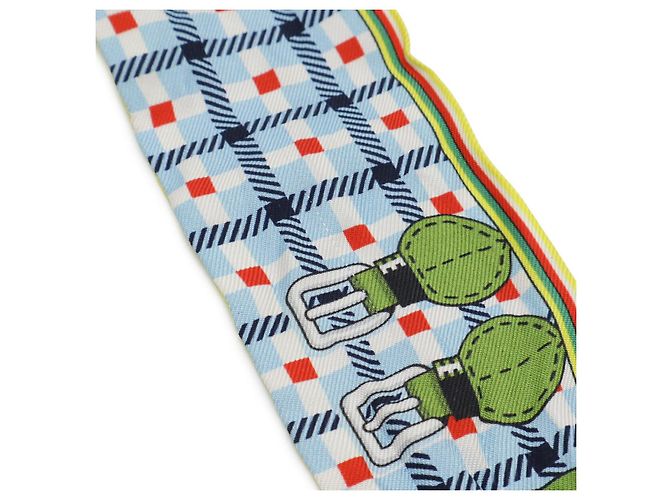 Acessório Lenço de Seda Twilly Hermès Azul Amarelo - vista 4