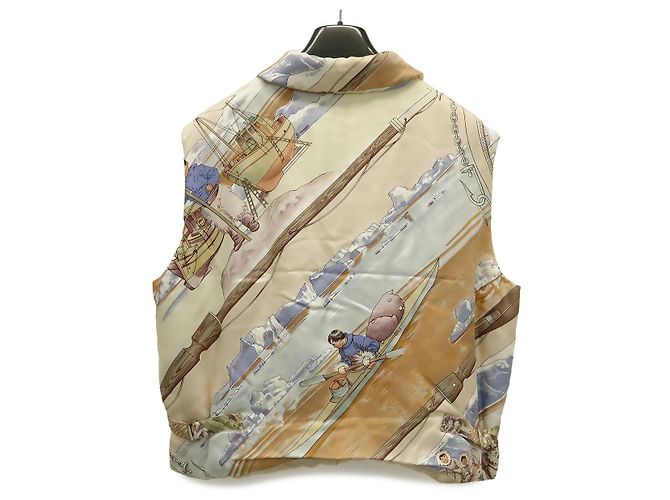 Chaleco de plumón y seda Hermès GRONLAND XL Multicolor Beige - vista 2