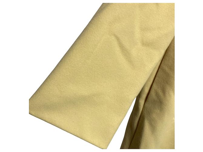 Autre Marque M-Premier Super100’s Wool Collarless Coat Yellow - view 3