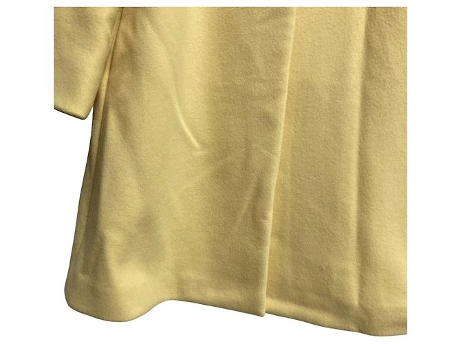 Autre Marque M-Premier Super100’s Wool Collarless Coat Yellow - view 5