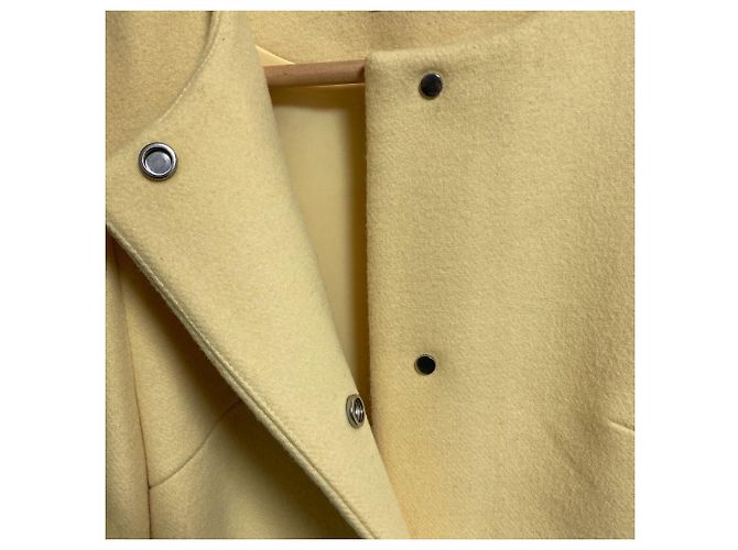 Autre Marque M-Premier Super100’s Wool Collarless Coat Yellow - view 6