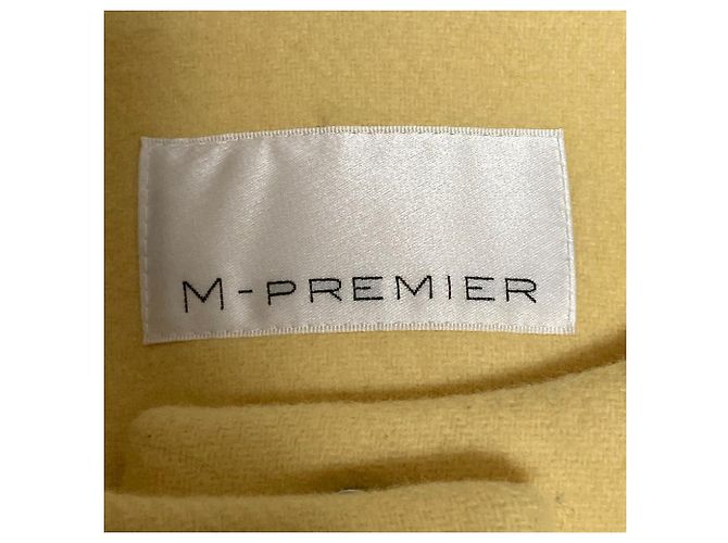 Autre Marque M-Premier Super100’s Wool Collarless Coat Yellow - view 7