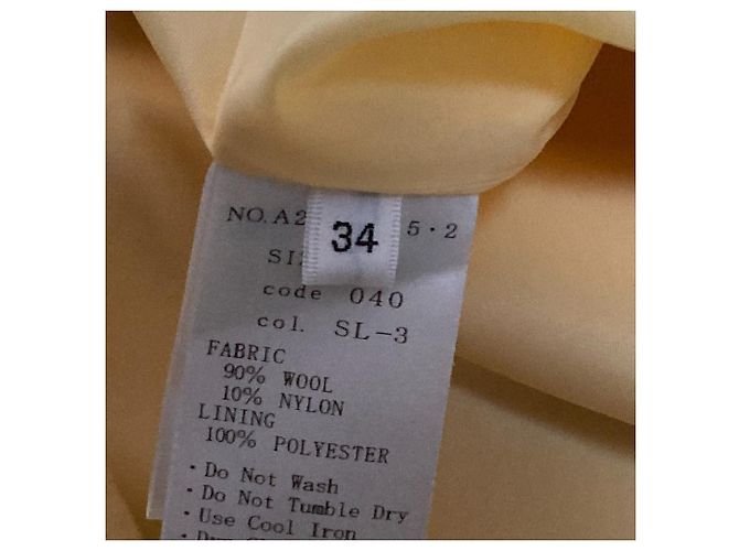 Autre Marque M-Premier Super100’s Wool Collarless Coat Yellow - view 8