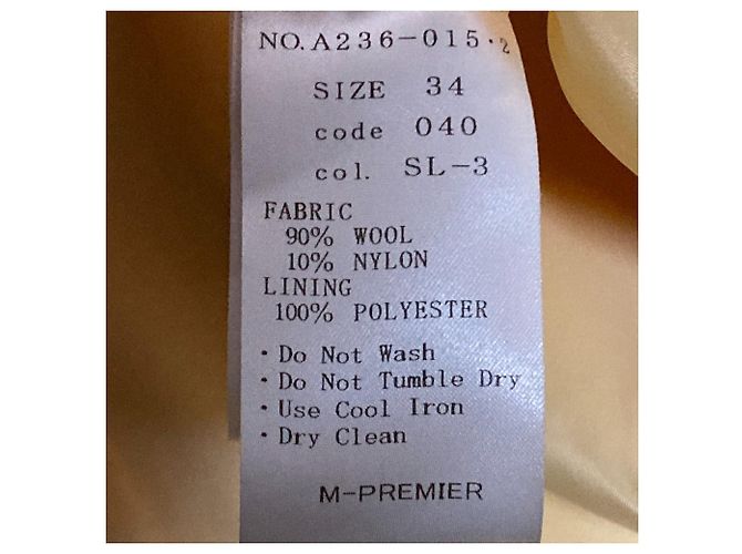 Autre Marque M-Premier Super100’s Wool Collarless Coat Yellow - view 9