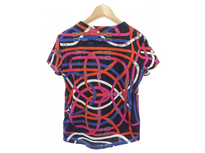 Hermès T-shirt Cotton T-shirt 34 Nero Rosa Rosso - vista 2