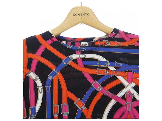 Hermès T-shirt Cotton T-shirt 34 Nero Rosa Rosso - vista 5
