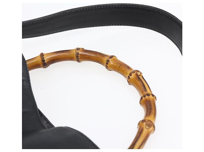 GUCCI Bamboo Shoulder Bag Leather 2way Black Gold 001 3754 1639 - vista 14