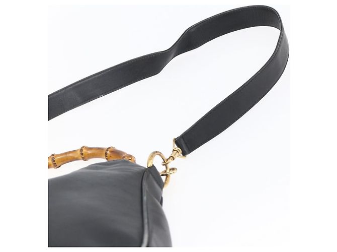 GUCCI Bamboo Shoulder Bag Leather 2way Black Gold 001 3754 1639 - vista 15