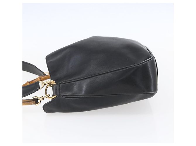 GUCCI Bamboo Shoulder Bag Leather 2way Black Gold 001 3754 1639 - vista 3