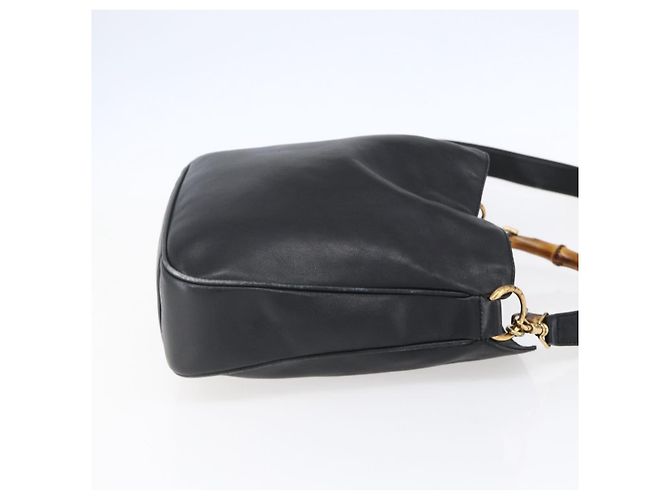 GUCCI Bamboo Shoulder Bag Leather 2way Black Gold 001 3754 1639 - vista 4
