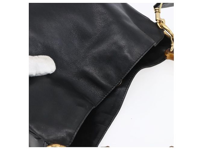 GUCCI Bamboo Shoulder Bag Leather 2way Black Gold 001 3754 1639 - vista 6