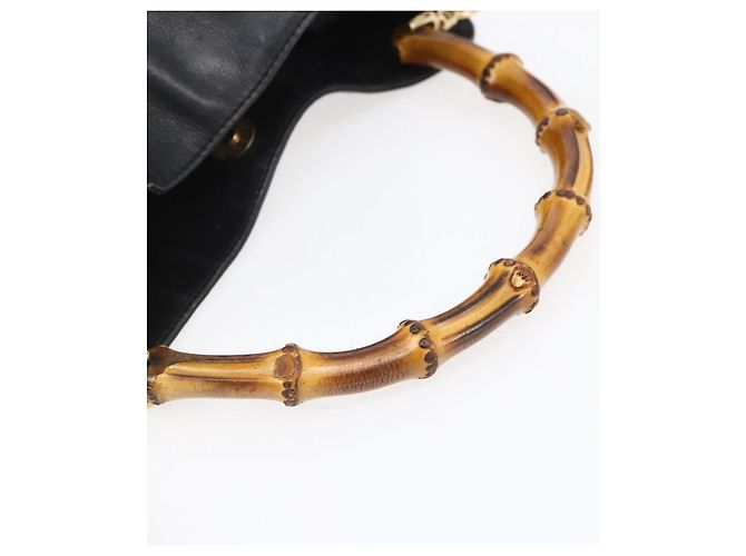 GUCCI Bamboo Shoulder Bag Leather 2way Black Gold 001 3754 1639 - vista 7