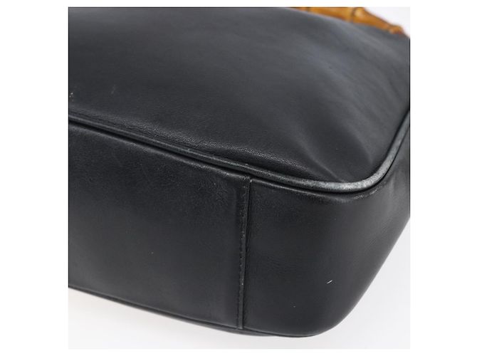 GUCCI Bamboo Shoulder Bag Leather 2way Black Gold 001 3754 1639 - vista 9