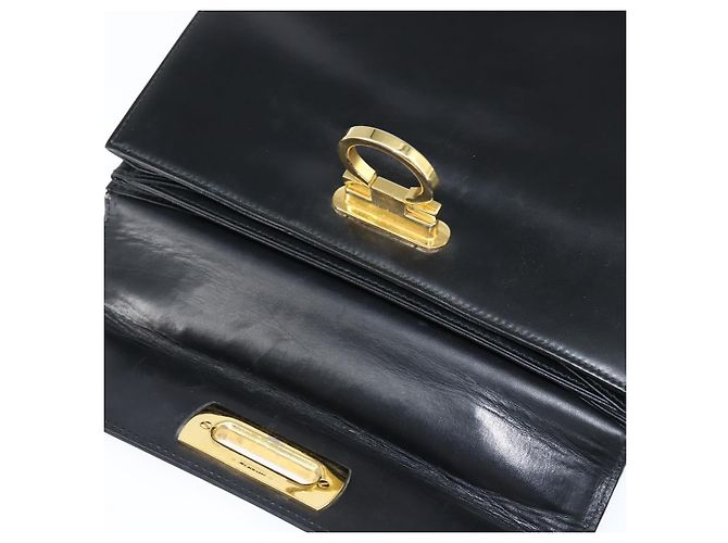 Salvatore Ferragamo Gancini Hand Bag Leather 2way Black Gold - vista 15