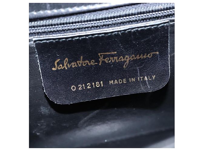 Salvatore Ferragamo Gancini Hand Bag Leather 2way Black Gold - vista 16