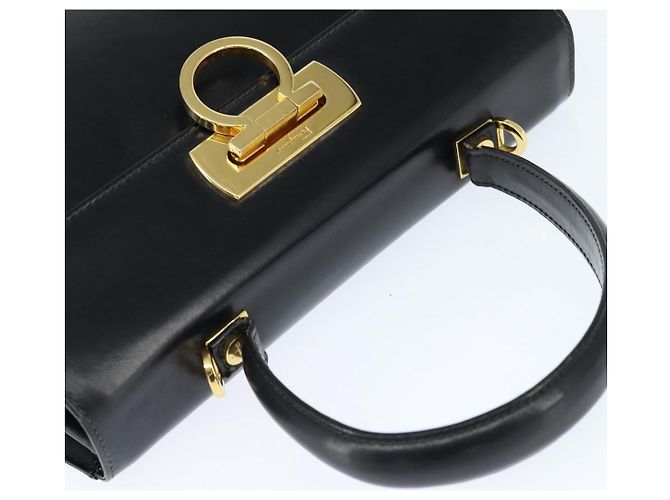 Salvatore Ferragamo Gancini Hand Bag Leather 2way Black Gold - vista 6