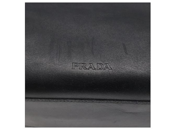 PRADA Bolsa de mão em couro preto prata - vista 14