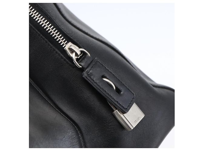PRADA Bolsa de mão em couro preto prata - vista 15
