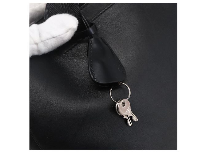 PRADA Bolsa de mão em couro preto prata - vista 17