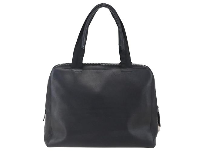 PRADA Bolsa de mão em couro preto prata - vista 3