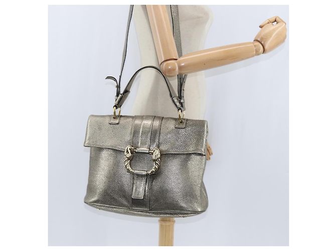Bulgari BVLGARI Leoni Hand Bag Leather 2way Champagne Gold - vista 23
