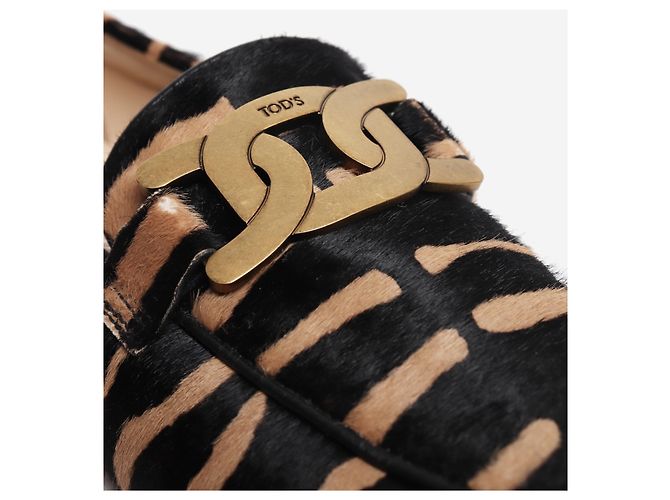 Tod's Mocassini Kate in pelo di pony nero e marrone - taglia EU 38.5 - vista 3
