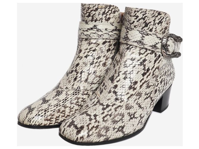 Gucci Graue Schlangenleder-Optik Stiefel mit Schnallendetail - Größe EU 38.5 (UK 5.5) - Ansicht 2