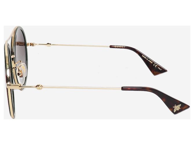 Gucci Gafas de sol redondas verdes - vista 3