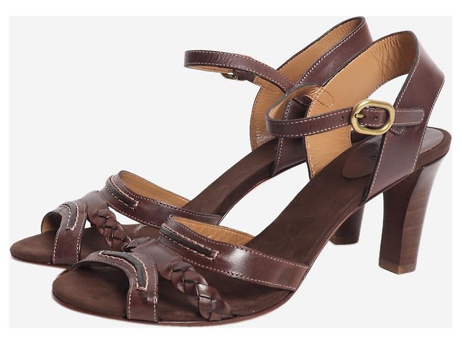 Chloé Sandali con tacco in pelle marrone - size EU 38 - vista 2