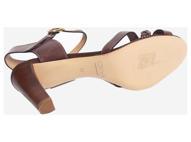 Chloé Sandali con tacco in pelle marrone - size EU 38 - vista 6