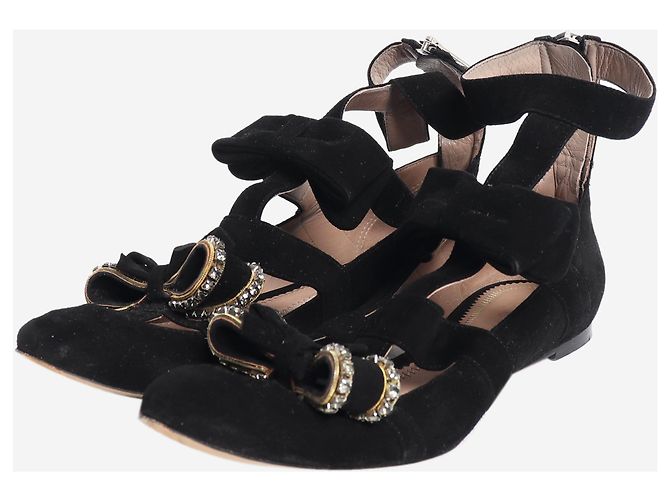 Chloé Schwarze Wildleder-Sandalen mit Schleifendetail - size EU 38 - Ansicht 2