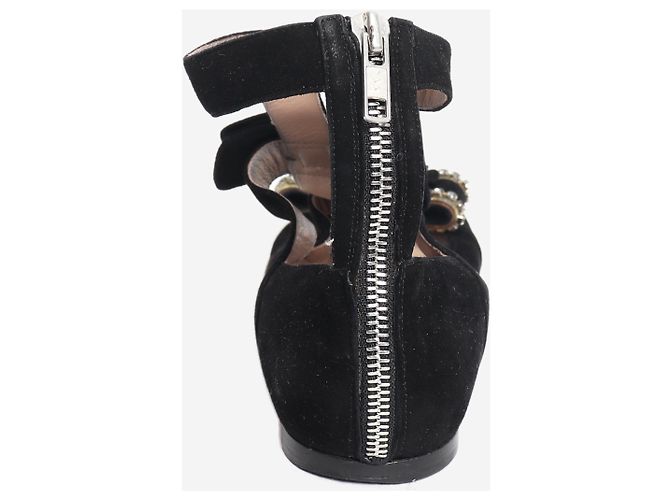 Chloé Schwarze Wildleder-Sandalen mit Schleifendetail - size EU 38 - Ansicht 4