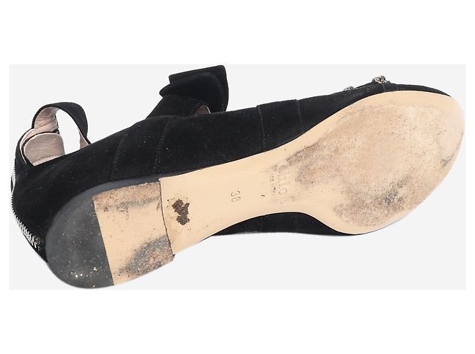 Chloé Schwarze Wildleder-Sandalen mit Schleifendetail - size EU 38 - Ansicht 5