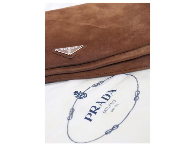 Prada Pochette vintage en daim marron - vue 7