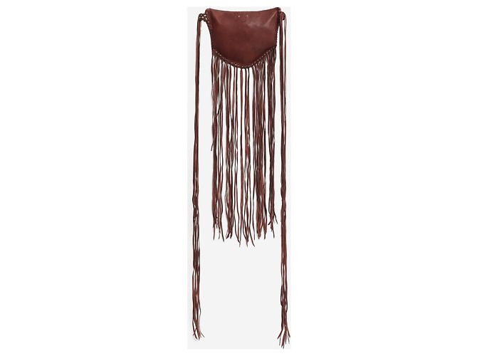 Autre Marque Bolso de mano de cuero marrón rosado con borla Castaño - vista 2